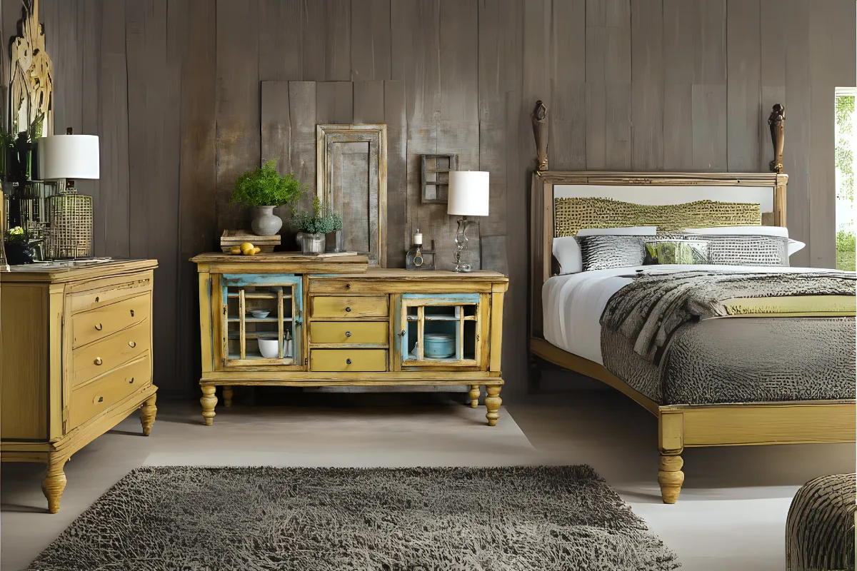 Repurposed old furniture is transformed into functional, stylish pieces with a fresh, creative touch.