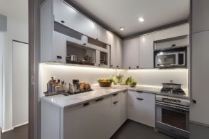 Under-cabinet lighting that enhances style and visibility.