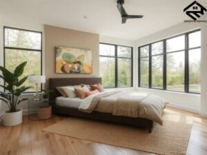 Modern Bedroom with Smart Glass Windows