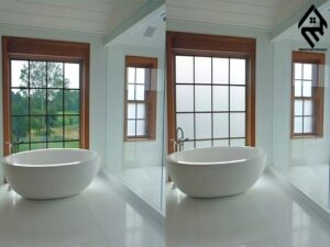 Freestanding Tub and Privacy Glass before and after