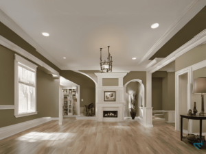 A beautifully painted living room wall showcasing a professional finish.