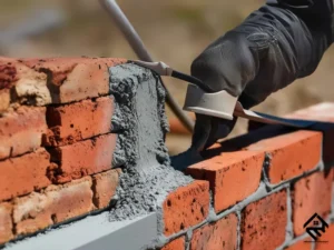 A restoration specialist carefully repointing an old brick wall, applying fresh mortar to maintain its historical integrity.